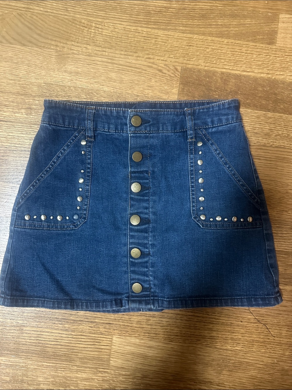 Justice Navy Denim Skort with Studded Front Pockets